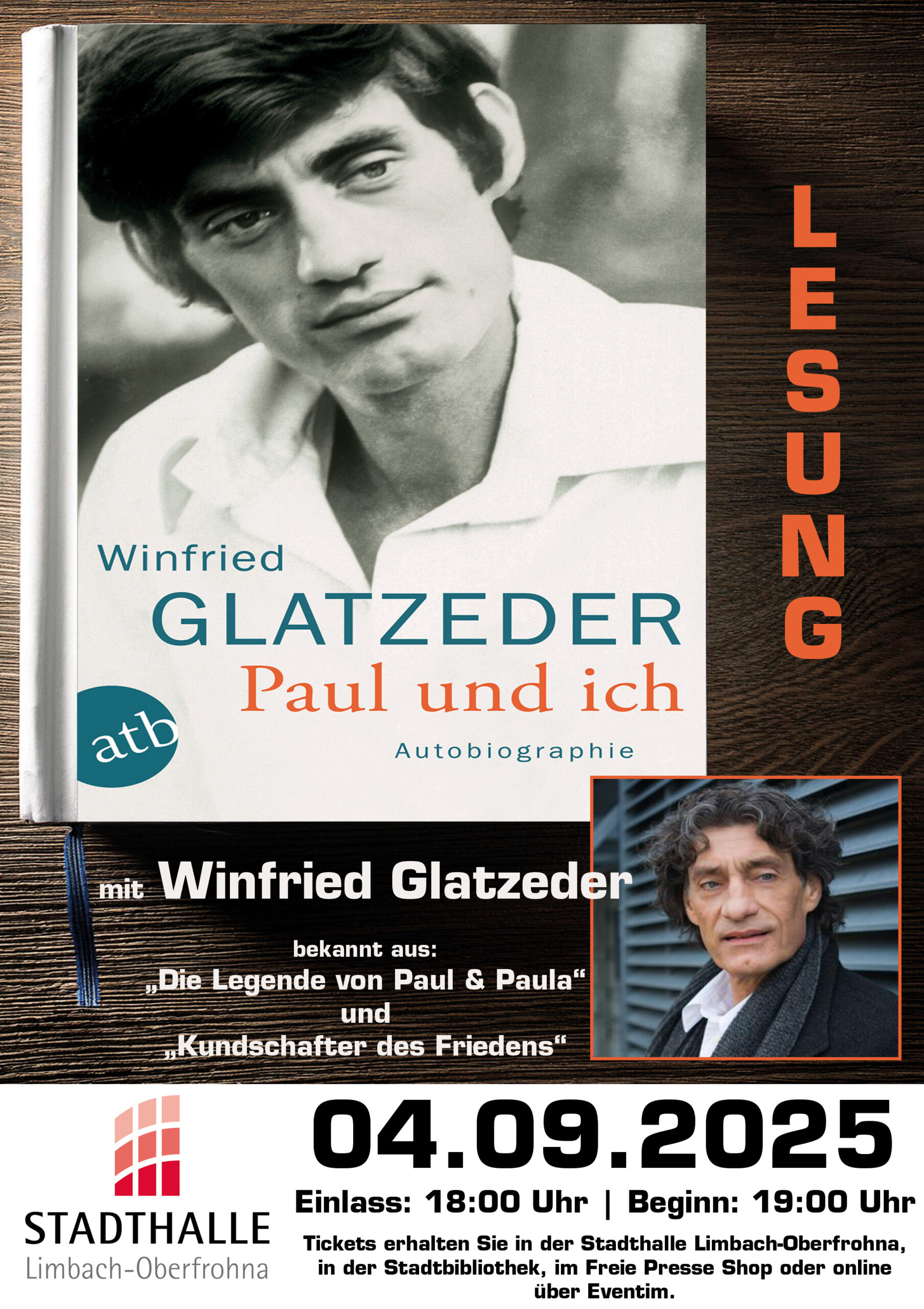 Lesung & Talk mit Winfried Glatzeder: „Paul und ich“